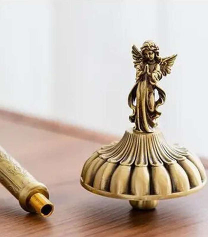 Solid Brass Angel Paper Towel Holder – Golden Bird Finial, Luxury Bathroom & Kitchen Accent, 14 in (36 cm)