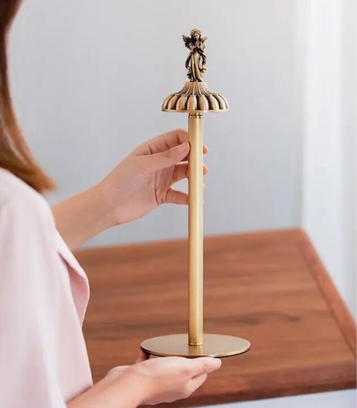 Solid Brass Angel Paper Towel Holder – Golden Bird Finial, Luxury Bathroom & Kitchen Accent, 14 in (36 cm)