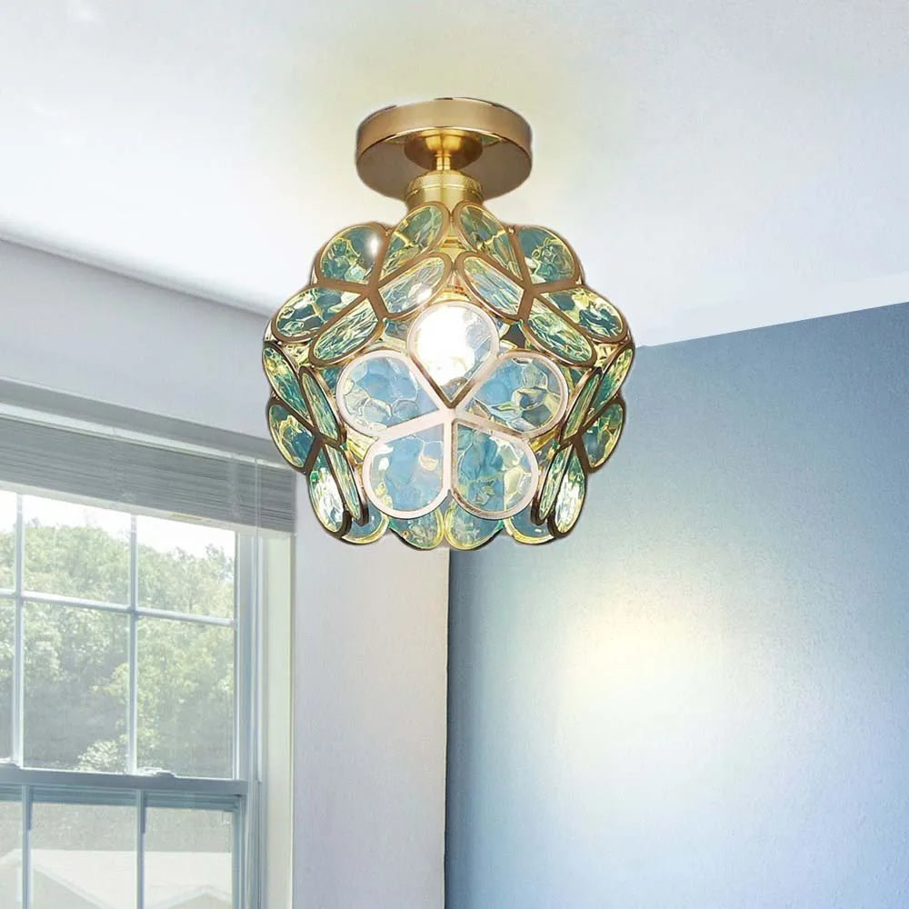 Design Flowers Style Glass Hallway Ceiling Lamp