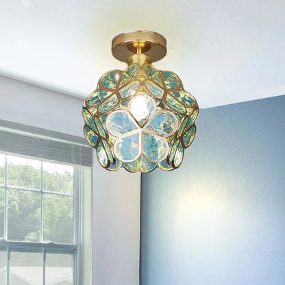 Design Flowers Style Glass Hallway Ceiling Lamp