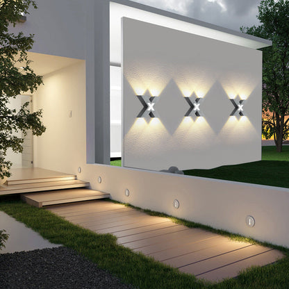 Modern Waterproof X-shaped LED Wall Light with 4 Lights for Outdoor