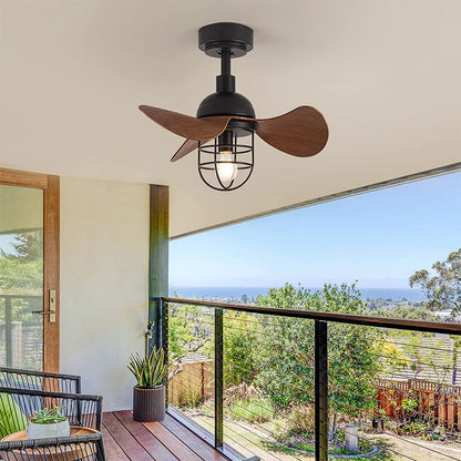 Cute Contemporary Dark Walnut Ceiling Fans With Lamp