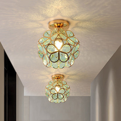 Design Flowers Style Glass Hallway Ceiling Lamp