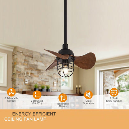 Cute Contemporary Dark Walnut Ceiling Fans With Lamp