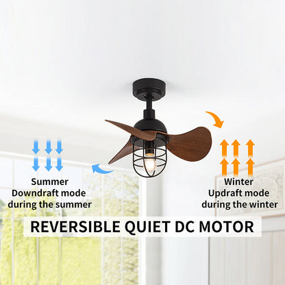 Cute Contemporary Dark Walnut Ceiling Fans With Lamp