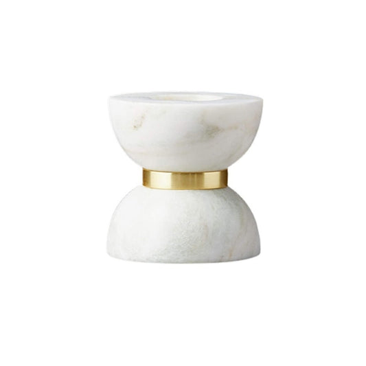 Miravique Hourglass White Marble Brass Candle Holders