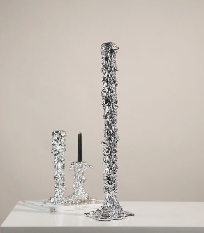 Silver Drip Resin Candlestick Holder – Elegant Candle Holder