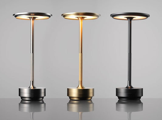 The "Disc" Rechargeable and Dimmable Aluminium Lamp