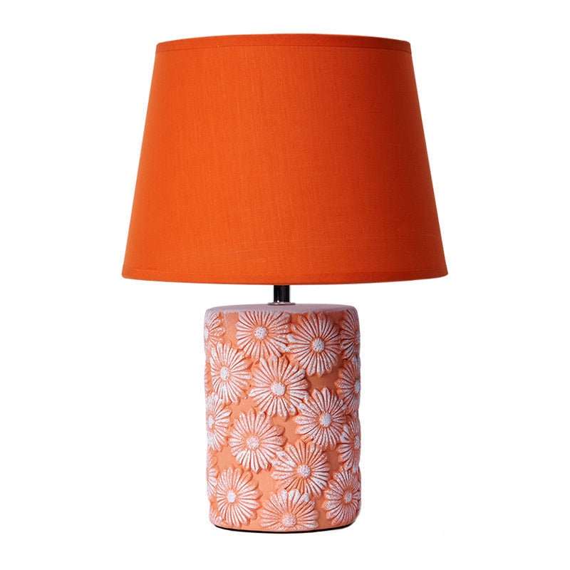 GloeiLieke - Orange Flare Table Lamp with Sunflower Cutout Base