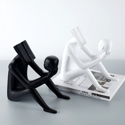 Abstract Satire Book Reading Figurine