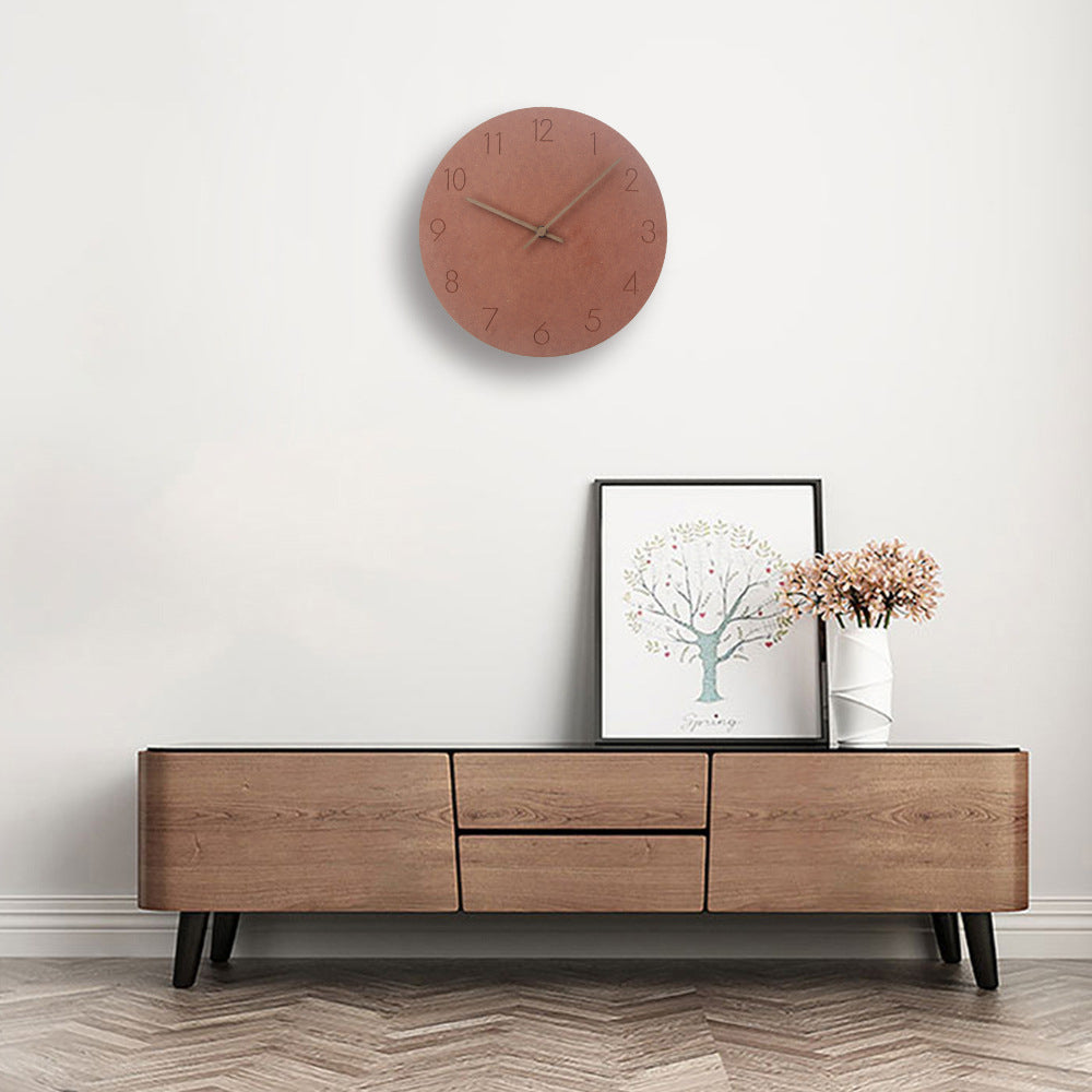 Minimalist Norwegian Wall Clock - 29cm(11.4 in) Scandinavian Design, Wood, Quiet Movement