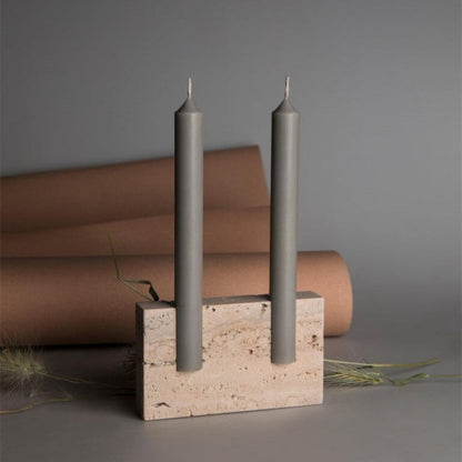 Miravique Travertine Taper Candlestick Holder