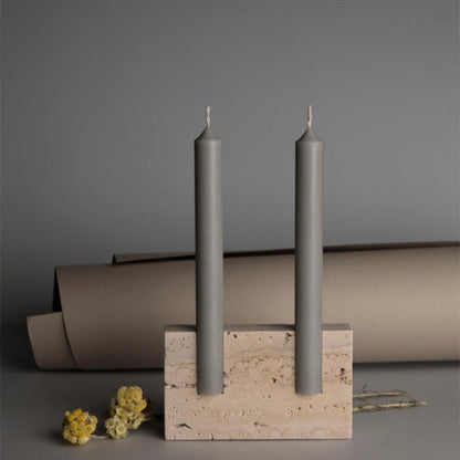 Dual Travertine Taper Candlestick Holder