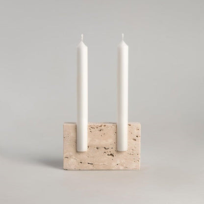 Miravique Travertine Taper Candlestick Holder