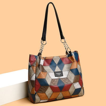 Retro Geometric Pattern Tote Bag