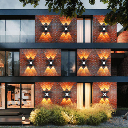 Modern Waterproof X-shaped LED Wall Light with 4 Lights for Outdoor