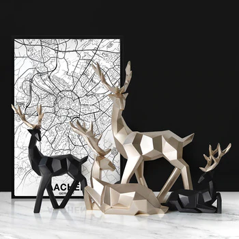 Scandinavian Reindeer Sculpture Set of 2