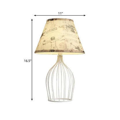 GloLight - Traditional Cone Shaped Table Lamp with Metal Cage Base