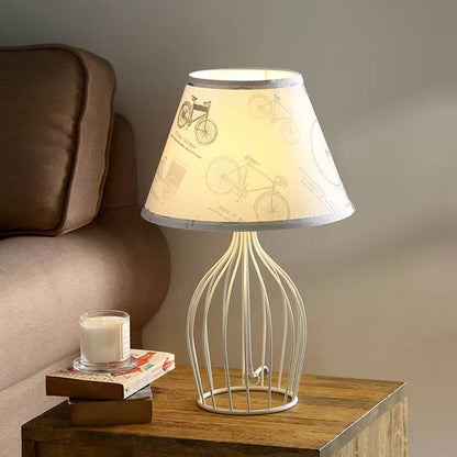 GloLight - Traditional Cone Shaped Table Lamp with Metal Cage Base