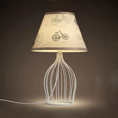 GloLight - Traditional Cone Shaped Table Lamp with Metal Cage Base