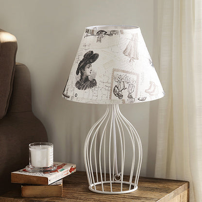 GloLight - Traditional Cone Shaped Table Lamp with Metal Cage Base