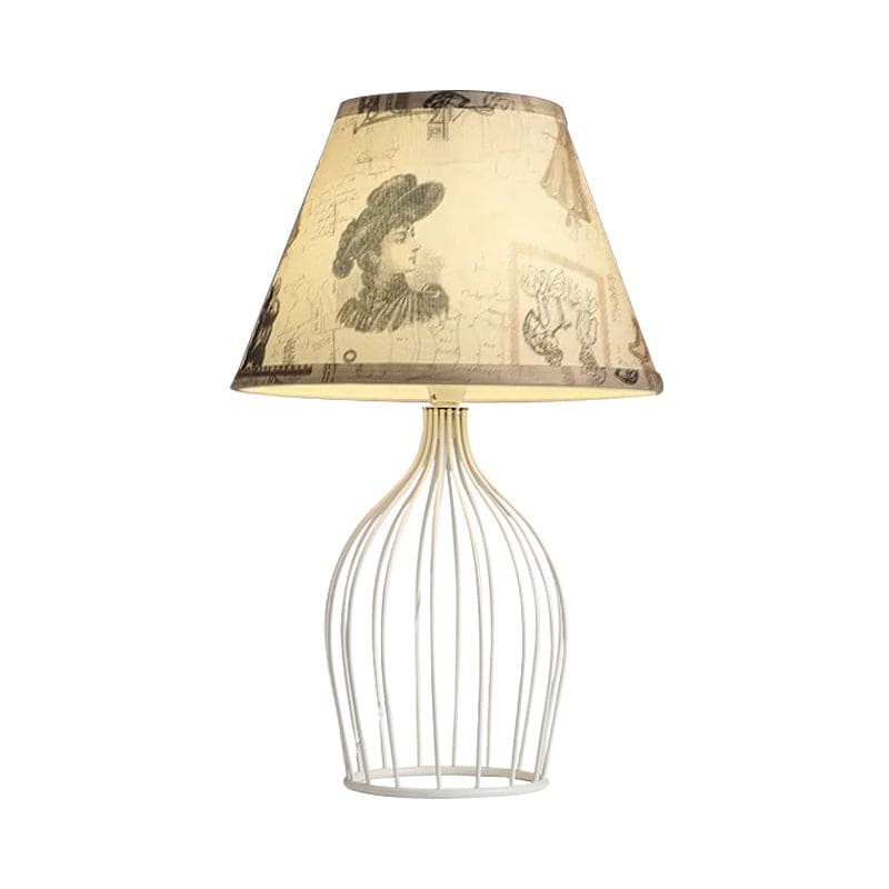 GloLight - Traditional Cone Shaped Table Lamp with Metal Cage Base