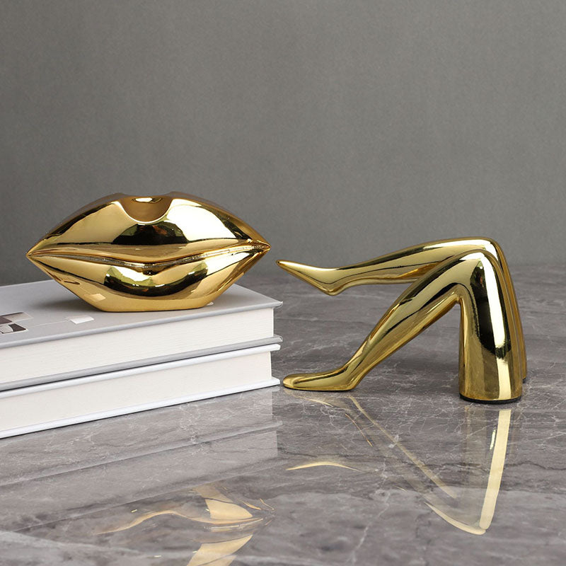 Golden Lip & Legs Art Statue