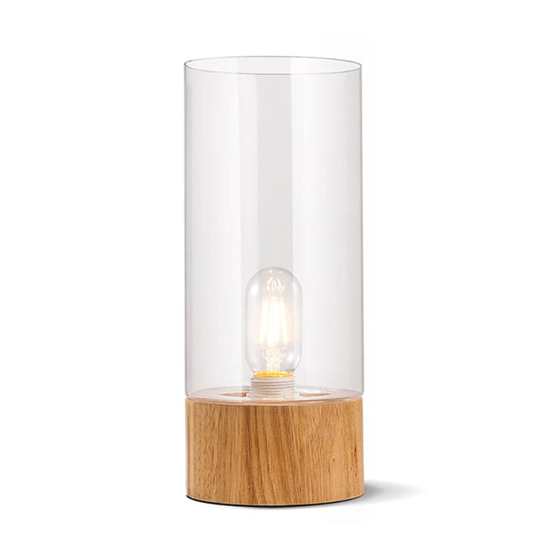 Lumeo - Elegant Cylindrical Table Lamp with Wooden Base