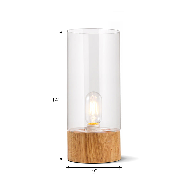 Lumeo - Elegant Cylindrical Table Lamp with Wooden Base