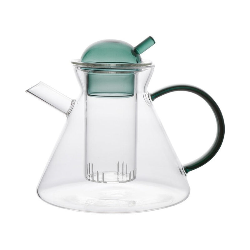 Green Retro Teapot Set with Glass Strainer