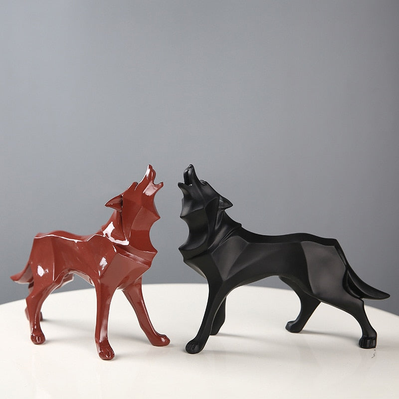 Geometric Wolf Figurines