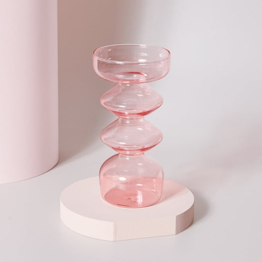 Sakura Pink Glass Taper Candle Holder & Vases