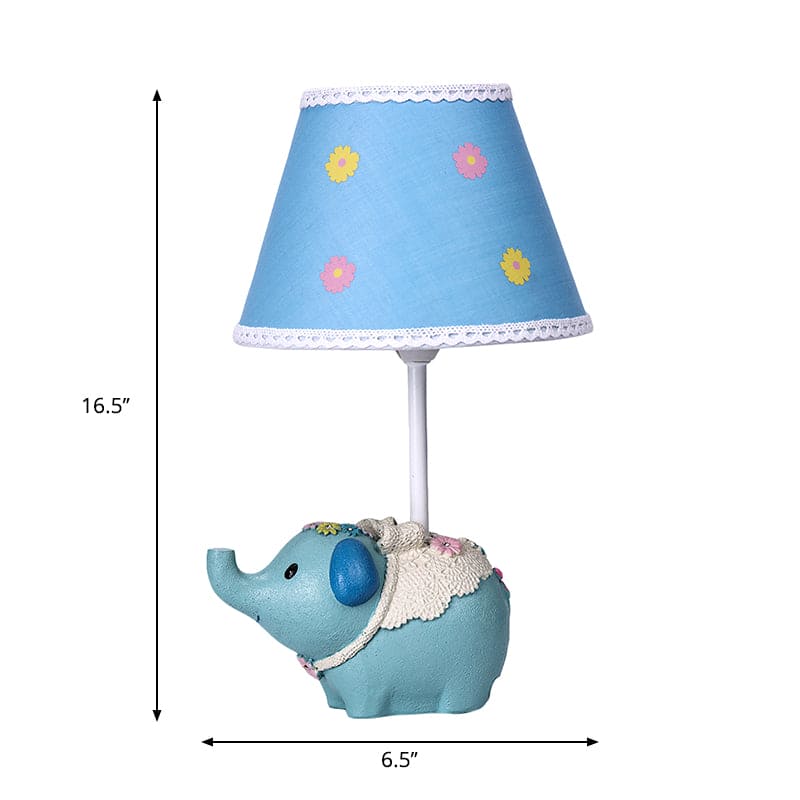 LuminElephant - Table Lamp with Floral Pattern and Elephant Base