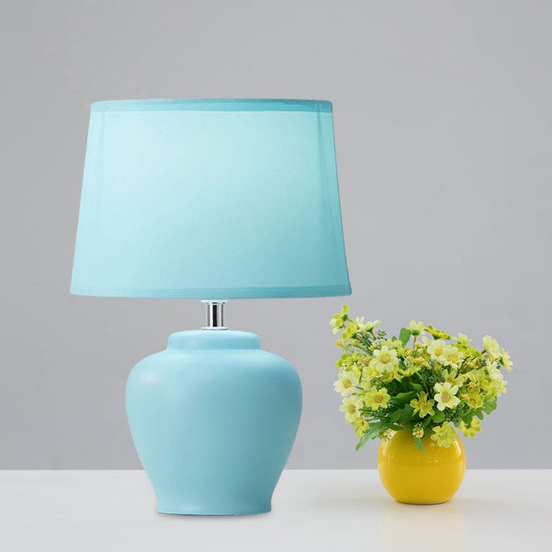 LisaLight - Nordic Woven Bedside Lamp with Ceramic Base