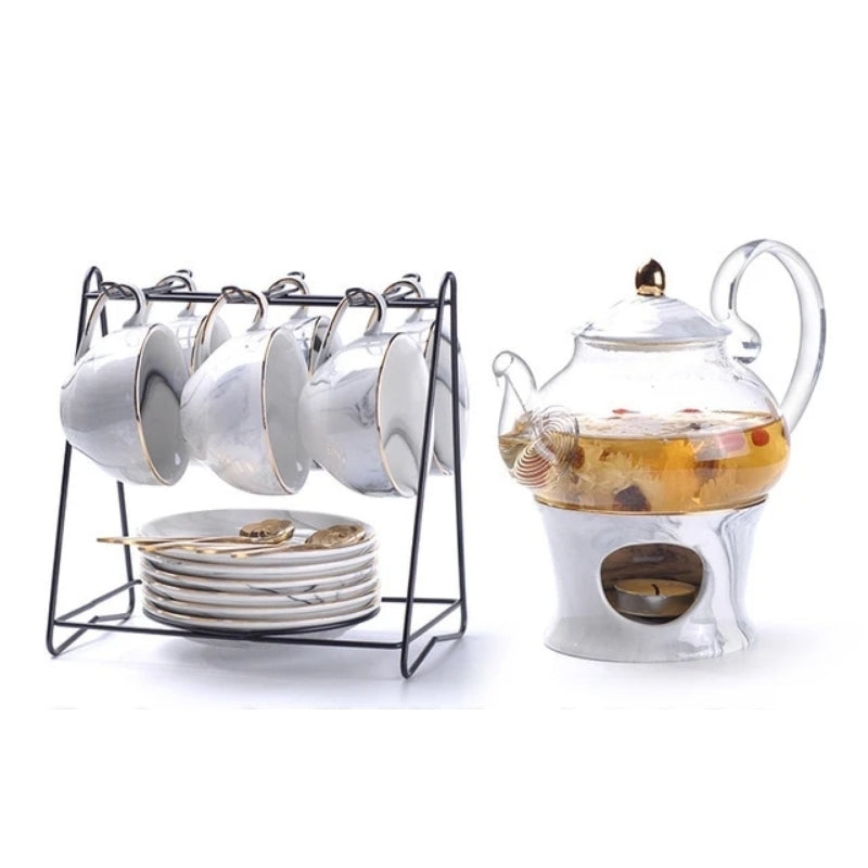 Pure Elegance Porcelain & Glass Teapot Set