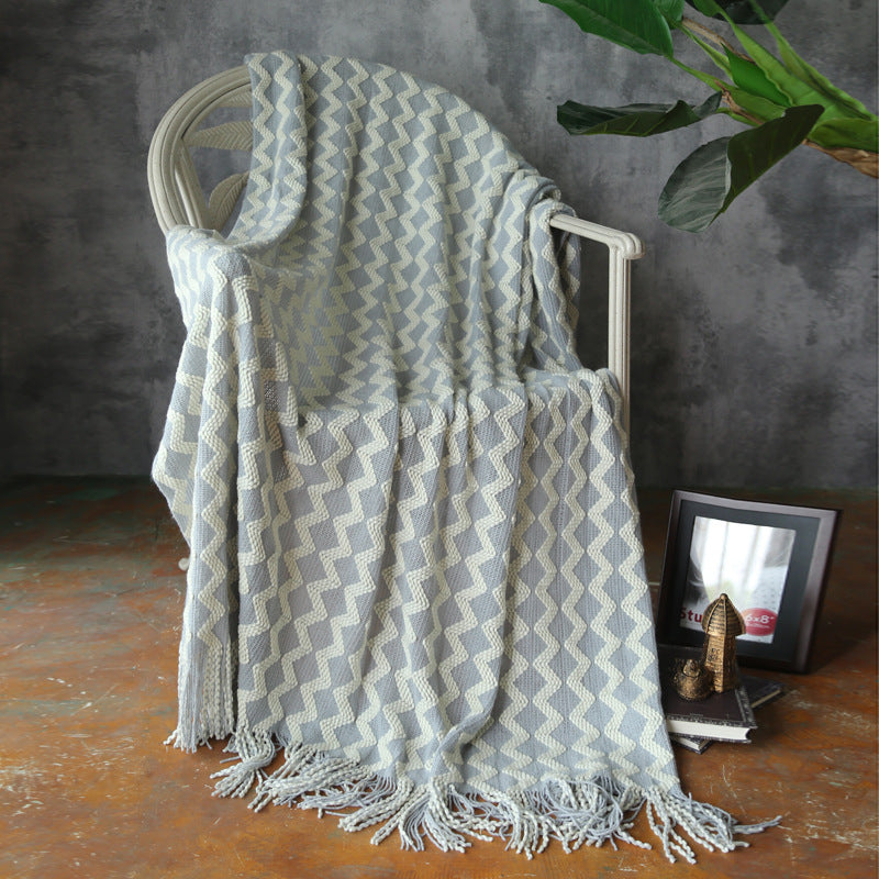 Zig Zag Fringe Chenille Blanket