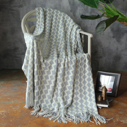 Zig Zag Fringe Chenille Blanket