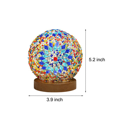 GloedNest - Dimmable Boho Baroque LED Spherical Glass Table Lamp with Mosaic Lighting 3.9"