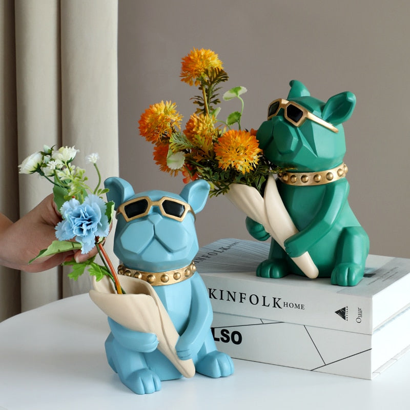 Cool Bulldog Statue Vase