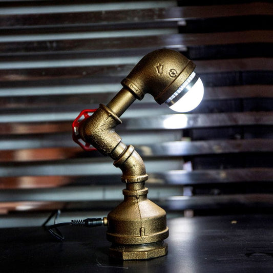 GlowBot - Brass Steampunk Robot Lamp with Thumb Switch