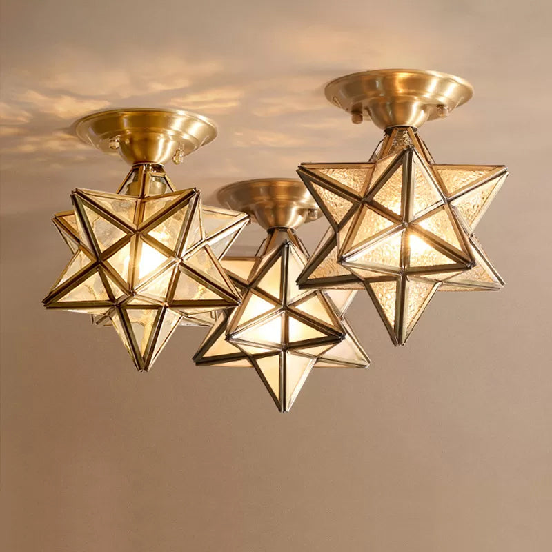 StarGlow – Traditional Brass Ceiling Light with Clear Glass