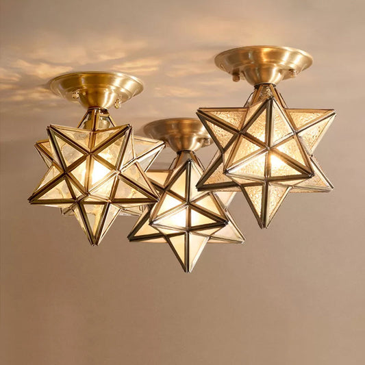 StarGlow – Traditional Brass Ceiling Light with Clear Glass