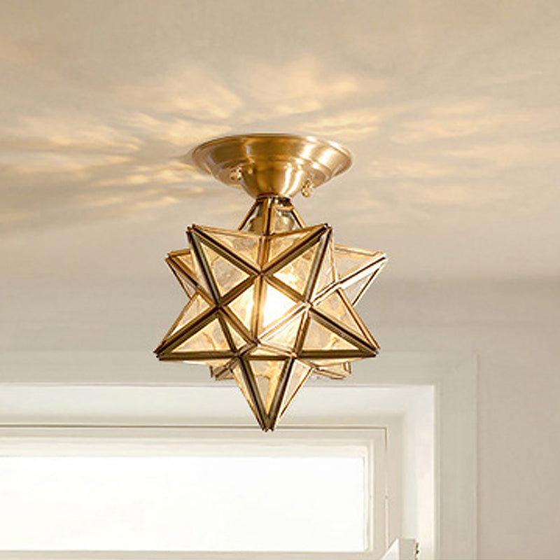 StarGlow – Traditional Brass Ceiling Light with Clear Glass