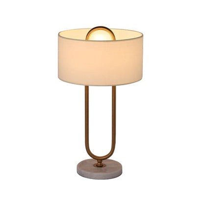 LichtAnna - White Drum Shaped Table Lamp with Oval Base