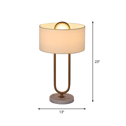 LichtAnna - White Drum Shaped Table Lamp with Oval Base