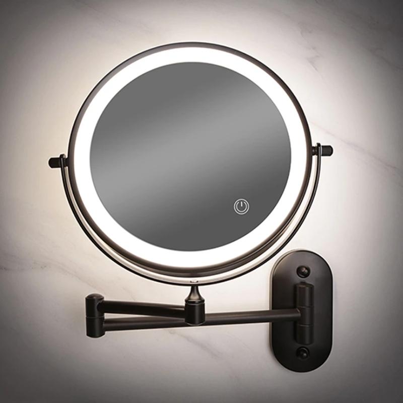 Black Rechargeable LED Magnifying Makeup & Bathroom Vanity Mirror