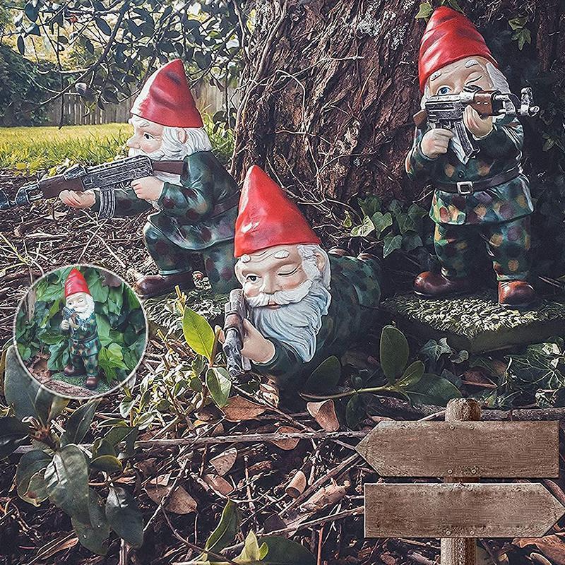 Military Garden Gnome With Camouflage Uniform