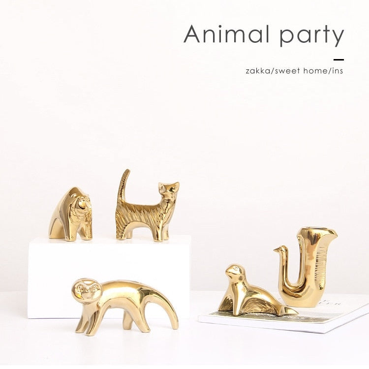 Golden Ceramic abstract Animal Figurines