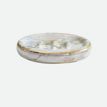 Jenna Ceramic & Gold Trim Soap Holder Tray