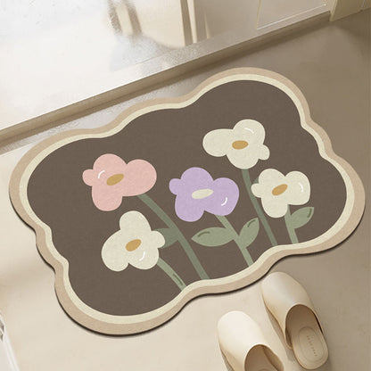 Super Absorbent Flower Non-Slip Mat for Bathroom